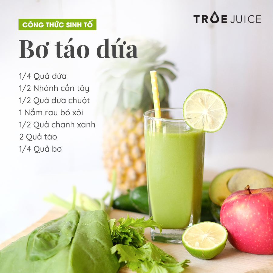 sinh tố bơ táo dứa